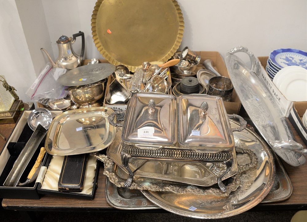 Appraisal: Group Lot of Silver Plate to include serving pieces trays