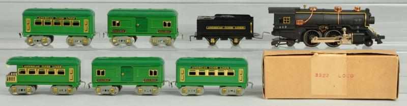 Appraisal: American Flyer O Gauge Passenger Train Set Description Pre-war Deluxe