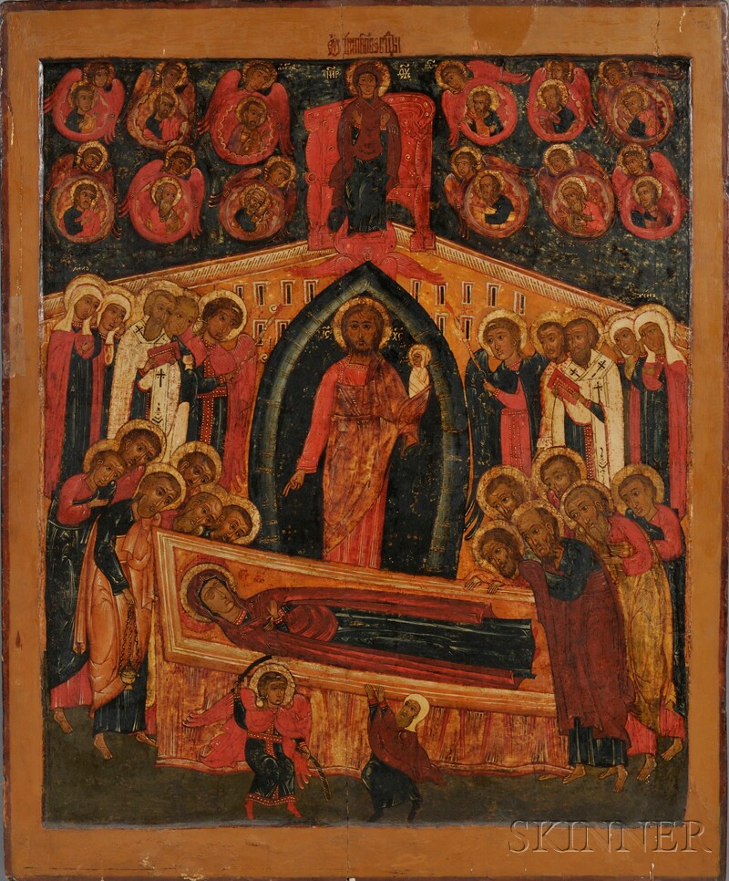 Appraisal: Large Russian Church Icon Depicting the Dormition of the Virgin