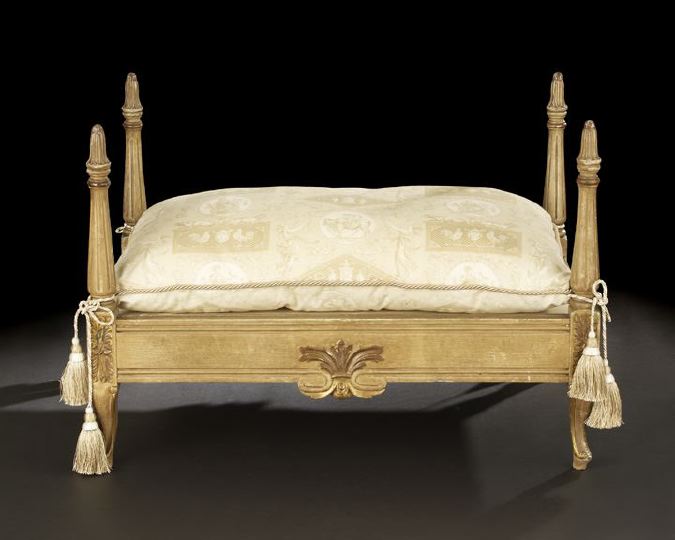 Appraisal: Fanciful Louis XVI-Style Polychromed Dog's Bed early th century the