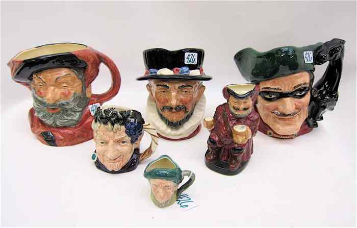 Appraisal: SIX ROYAL DOULTON CHARACTER TOBY JUGS ''Beefeaters '' ''H ''Dick