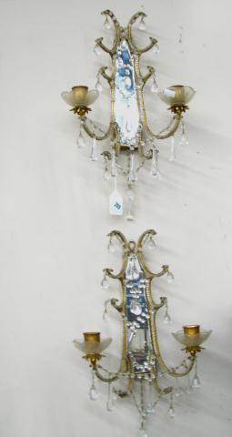 Appraisal: Pair of French Style Two Branch Candle Sconces with mirrored