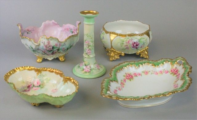 Appraisal: Grouping of Continental Porcelain Lot includes hand painted gilt and