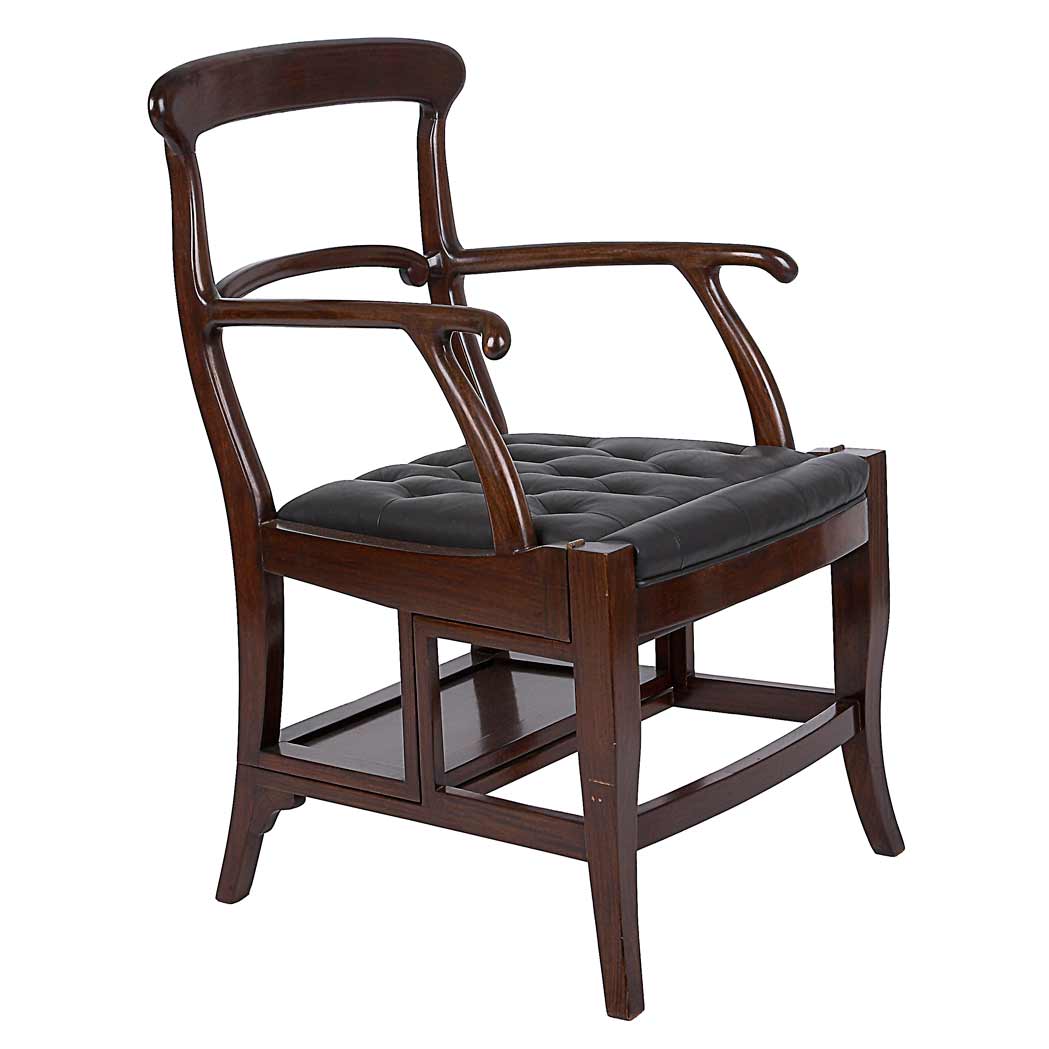 Appraisal: Chinese Export Metamorphic Library Armchair With curved backrest and seat