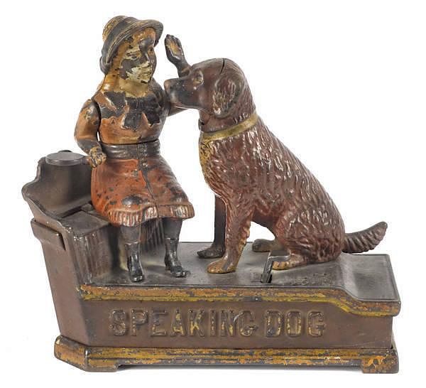 Appraisal: Cast iron Speaking Dog mechanical bank manufac Cast iron Speaking