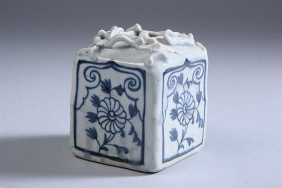 Appraisal: CHINESE BLUE AND WHITE PORCELAIN WATER-DROPPER Floral decoration - in