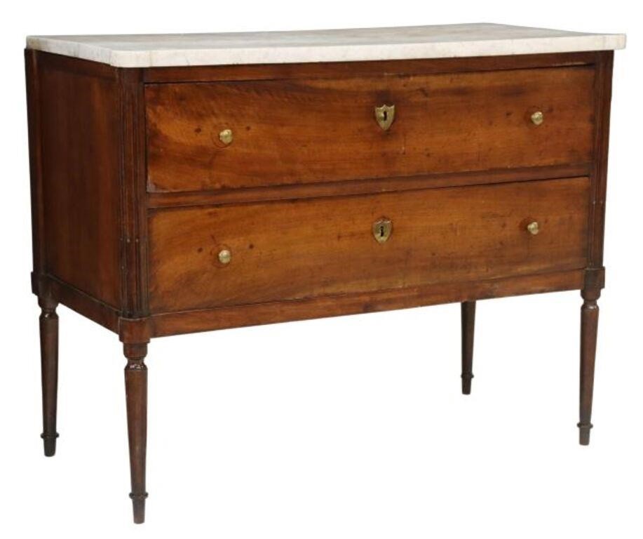 Appraisal: Louis XVI style mahogany commode early th c having shaped