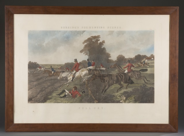 Appraisal: Two Herring's Fox Hunting Hand Colored Engravings Re-strikes Full Cry