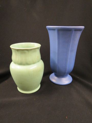 Appraisal: RumRill Pottery Vases green blue glazes tallest green has light