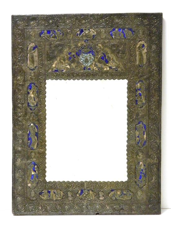 Appraisal: Possibly Persian or Indian wall mirror central scene of flowers