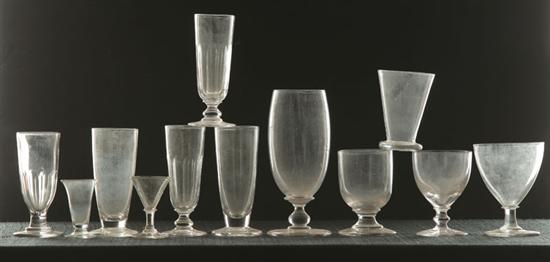 Appraisal: THIRTEEN GLASSES INCLUDING ALES American th century clear glass Two