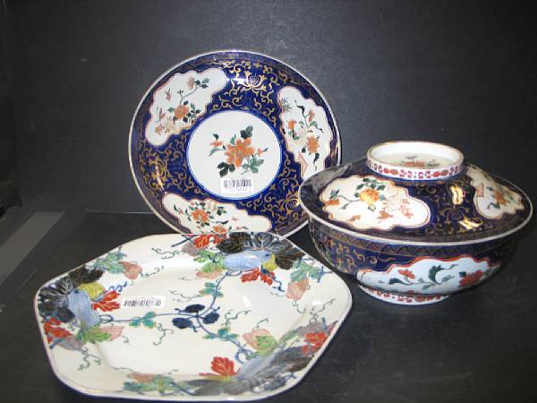 Appraisal: Three Imari style porcelains Including a circular covered serving bowl