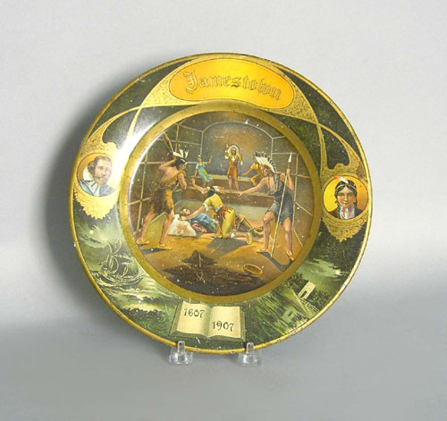 Appraisal: Painted plate commemorating the bicentennial of Jamestown dia