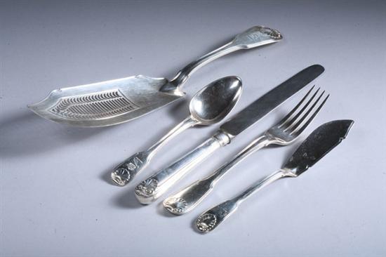 Appraisal: -PIECE GEORGE III SILVER SHELL AND THREAD FLATWARE SERVICE Most