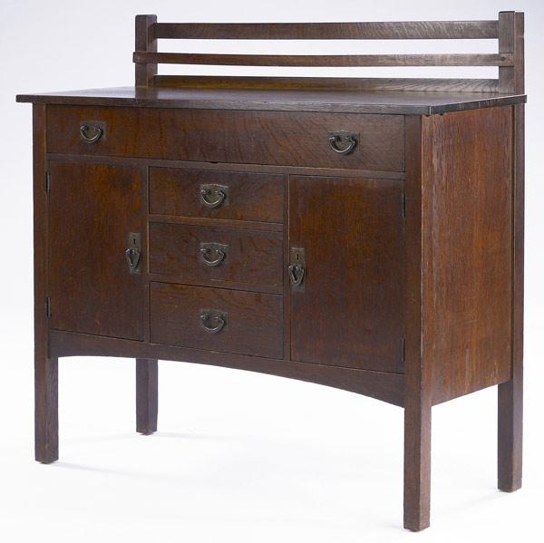 Appraisal: GUSTAV STICKLEY Sideboard no with a linen drawer over three