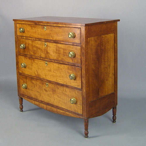 Appraisal: Pennsylvania Sheraton cherry chest of drawers ca the rectangular top