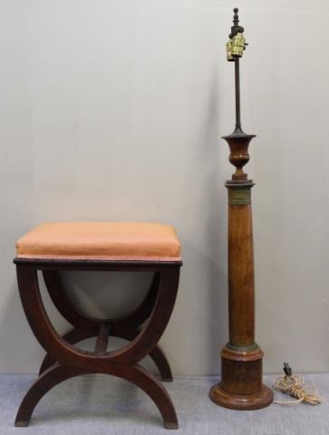 Appraisal: Antique Biedermeier Lot Includes a curule form ottoman and a