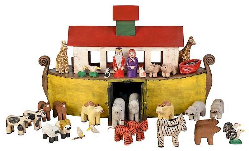 Appraisal: Shane Campbell Tennessee born Folk Art Carved Noah's Ark with