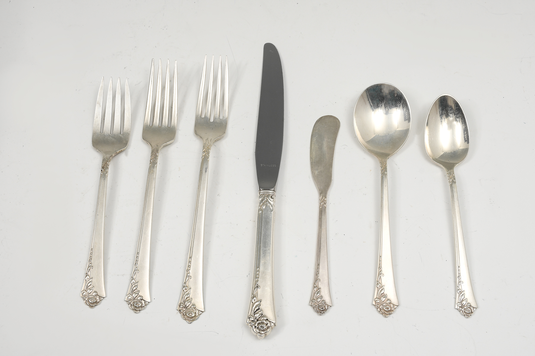 Appraisal: PC HEIRLOOM STERLING ''DAMASK ROSE'' FLATWARE Approx Troy ounces Comprising