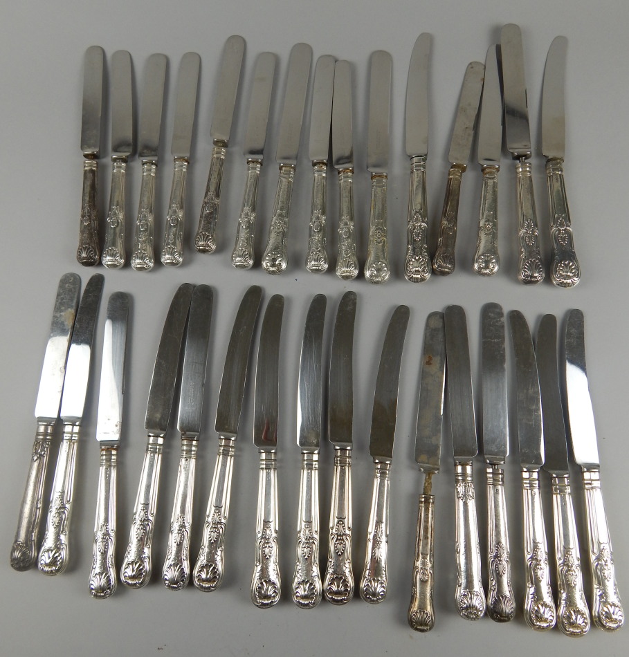 Appraisal: A set of eighteen Victorian silver handled King's pattern table