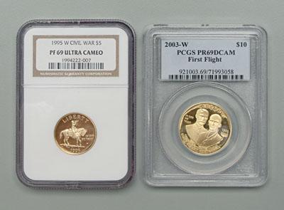 Appraisal: Two proof U S gold coins both commemoratives Civil War