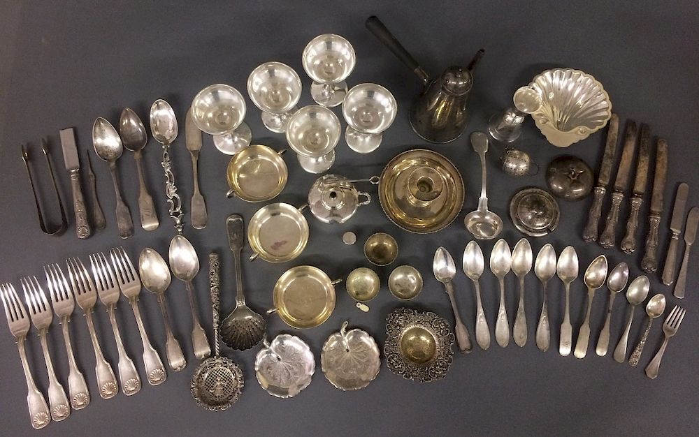 Appraisal: Silver and Coin Silver Tableware Coin silver spoons English silver