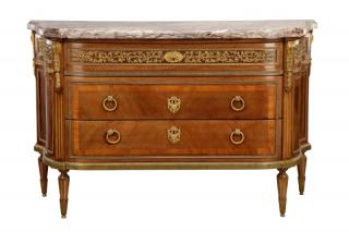 Appraisal: Louis XV Style Satinwood Marble Top Commode Continental late th