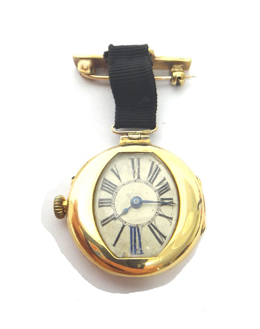 Appraisal: A lady's ct gold circular cased wristwatch converted for wear