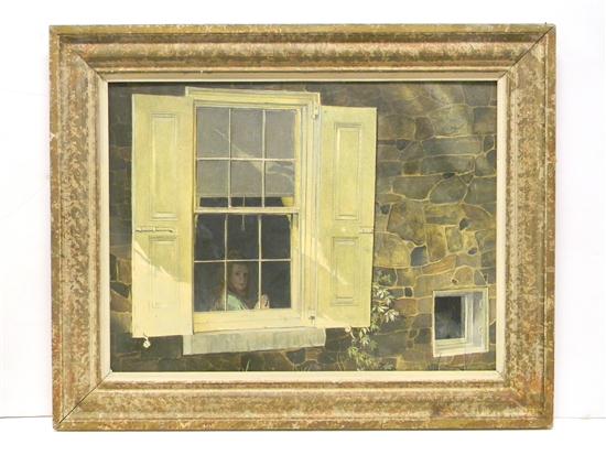 Appraisal: Wayne Davis American b tempera on masonite girl looking out