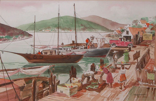 Appraisal: St Thomas Virgin Islands Rekhhold - circa Watercolor x inches