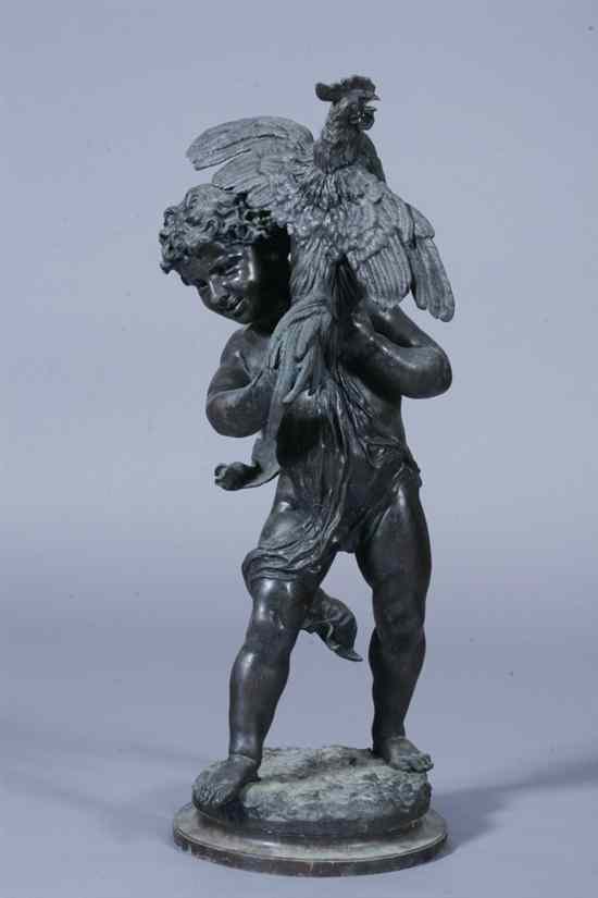 Appraisal: AFTER MILE HENRI LAPORTE French - L'ENFANT AU COQ Bronze