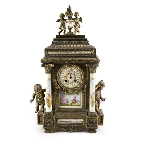 Appraisal: Louis XVI Style Gilt-Metal and Porcelain Mantel Clock Estimate -