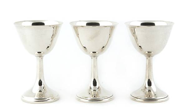 Appraisal: A sterling set of eight stemmed wine cupsRogers International Silver