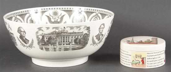 Appraisal: Wedgwood black transfer decorated ''The Federal Bowl '' together with