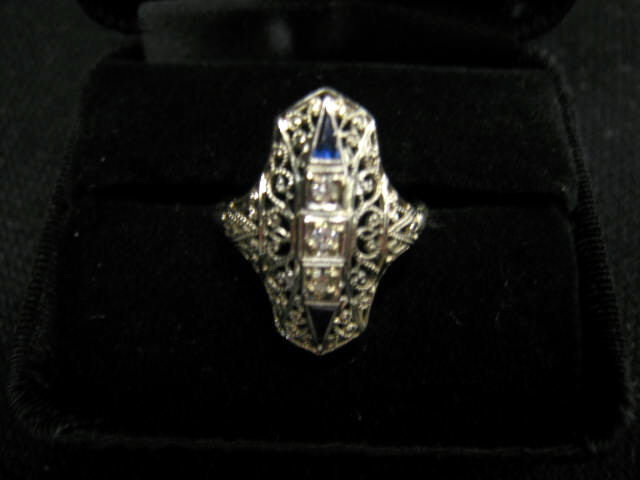 Appraisal: Diamond Antique Filigree Ring diamonds in k white gold stunning