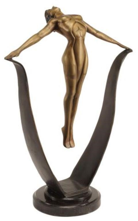 Appraisal: Art Deco style bronze sculpture of an athlete approx h