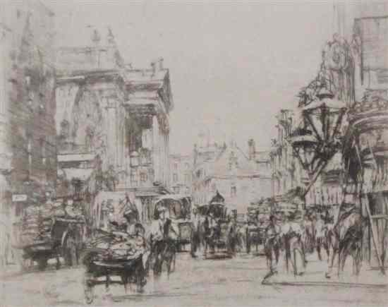 Appraisal: William Walcot - two etchings London street scenes signed in