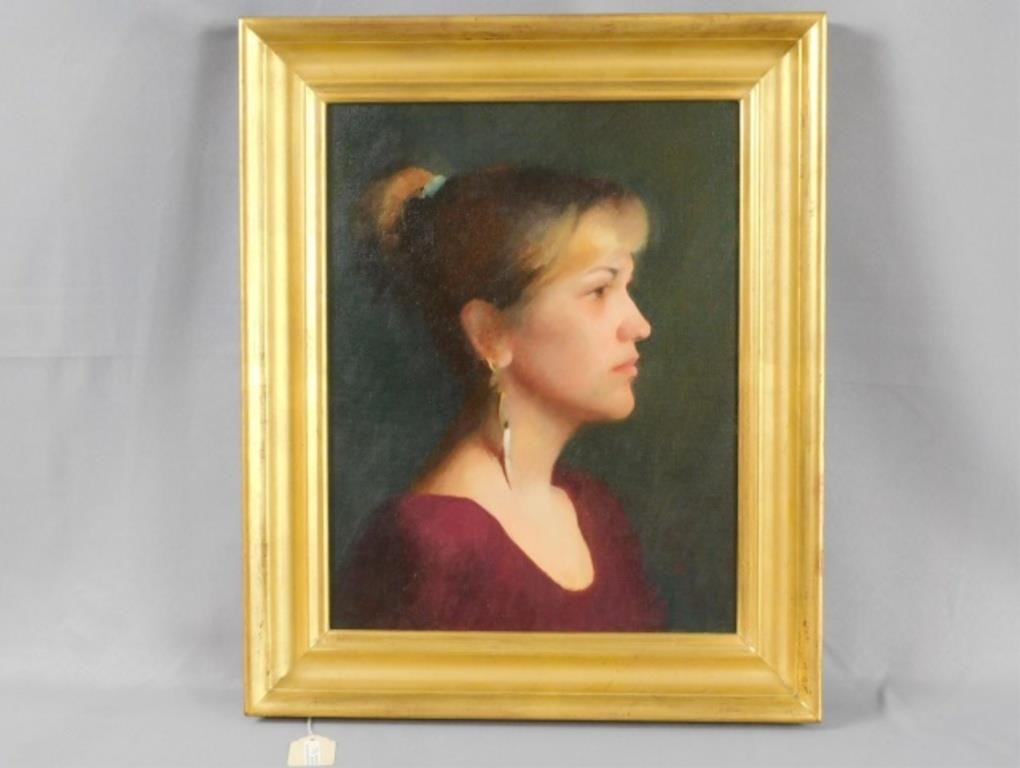 Appraisal: MARY MINIFIE B MASSACHUSETTS NEWHampshire oil painting on canvas portrait