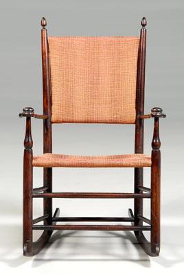 Appraisal: Shaker rocking chair mixed woods in old varnished surface upholstered