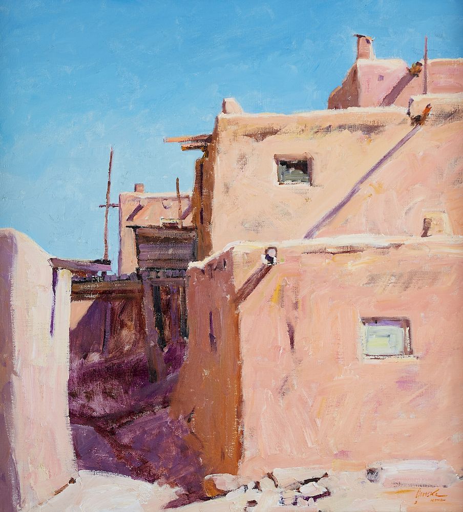 Appraisal: Walt Gonske Taos Pueblo Oil on Canvas Walt Gonske b