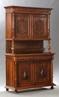 Appraisal: French Henri II Style Carved Walnut Buffet a Deux Corps