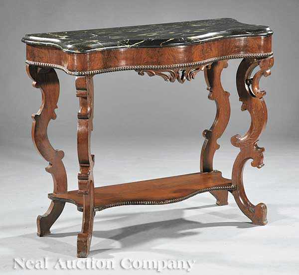 Appraisal: An American Rococo Carved Rosewood Console Table mid- th c