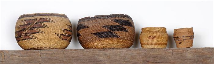 Appraisal: TWO NORTHWEST COAST TWINED BASKETS Of squat spherical form with