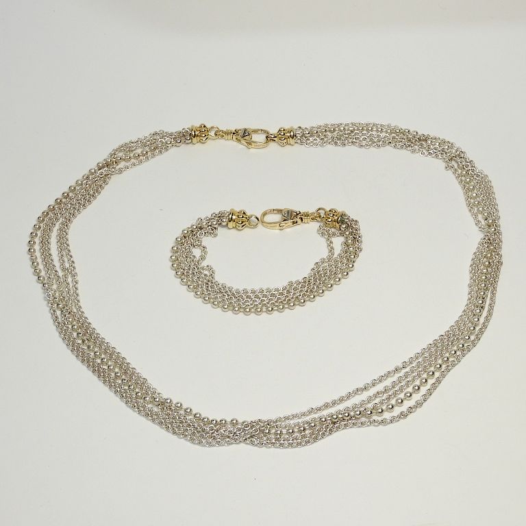 Appraisal: Lagos Caviar S S K Gold Necklace Bracelet United States