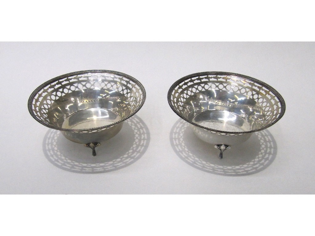 Appraisal: Pair of silver bon bon dishes Birmingham