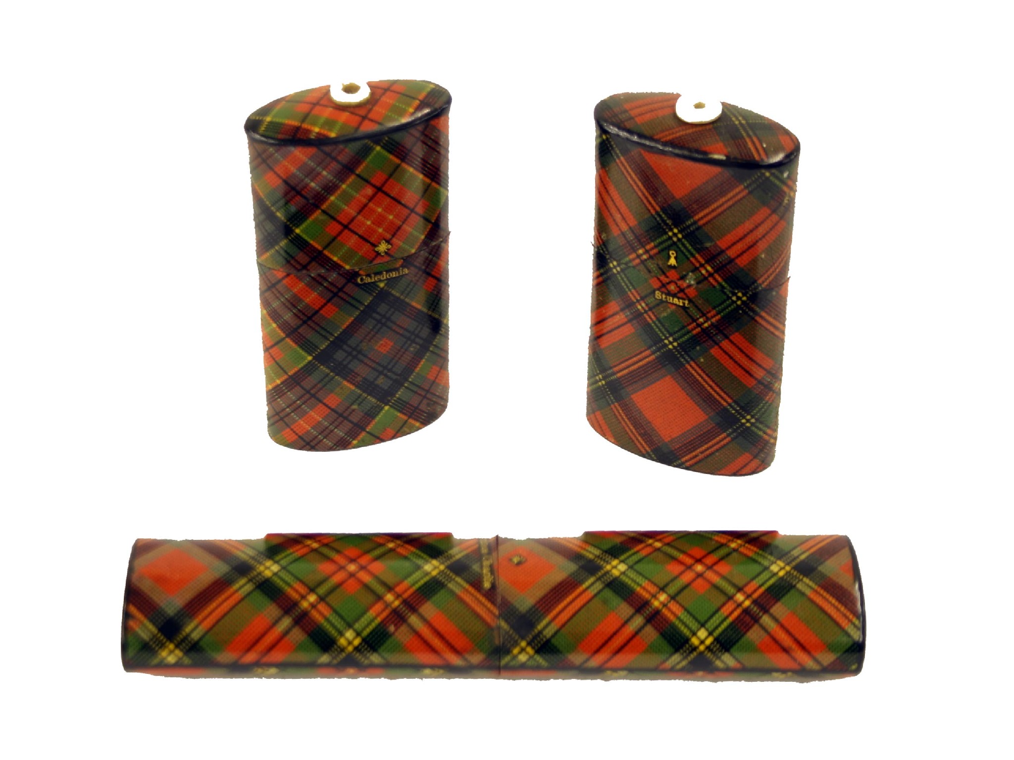 Appraisal: Tartan ware - two oval 'Go to Bed' match holders