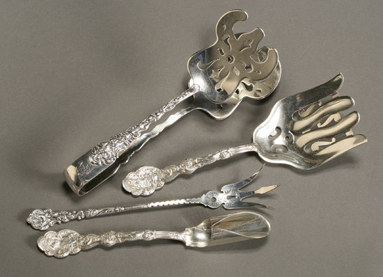 Appraisal: Group of Four Gorham Sterling Flat Serving Articles Providence Versailles