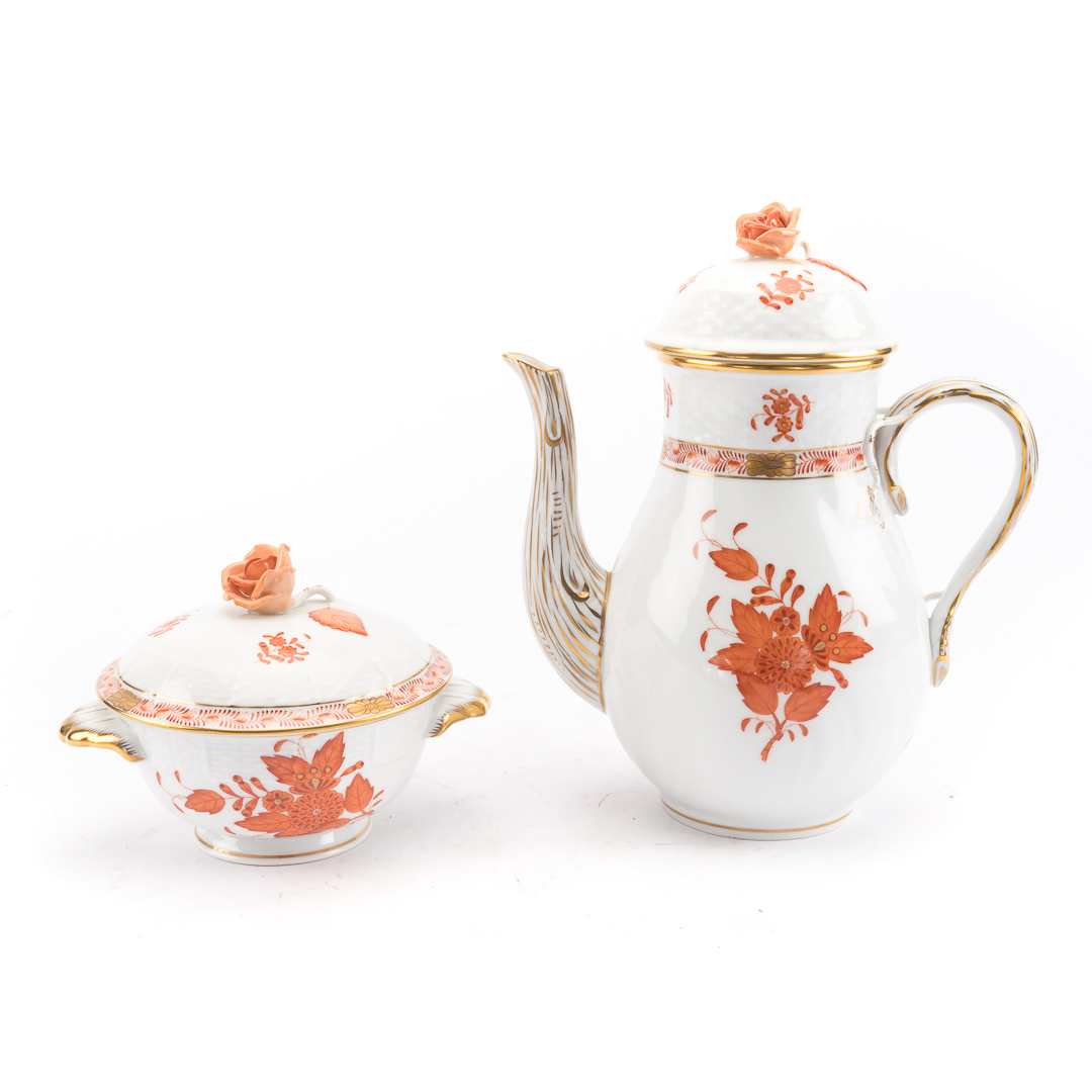 Appraisal: Herend porcelain teapot and sugar bowl in the Chinese Rust