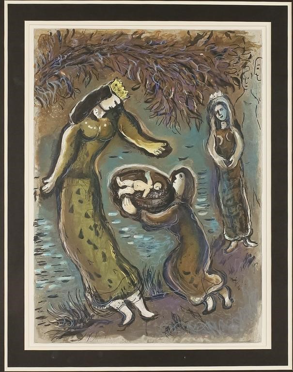 Appraisal: After Marc Chagall French - colored lithograph Exodus Pharaoh's Daughter