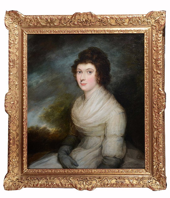 Appraisal: TH CENTURY ENGLISH SCHOOLPortrait of a young lady with dark